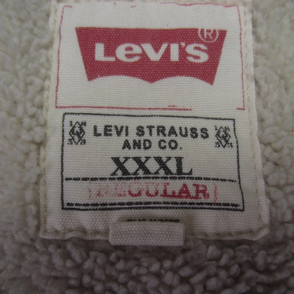 Levis Jacket Mens‎ XXL Gray Sherpa Lined Trucker Coat Button Up Workwear - Picture 8 of 16